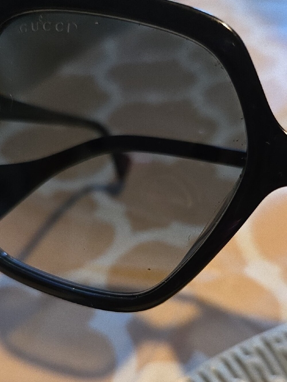 Gucci Black Women's Square Sunglasses with Gold Accents - Picture 9 of 9